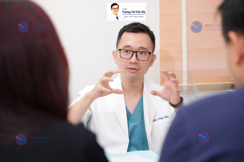 bác sĩ Vương Vũ Việt Hà đang tư vấn về pesa/mesa cho cặp vợ chồng hiếm muộn