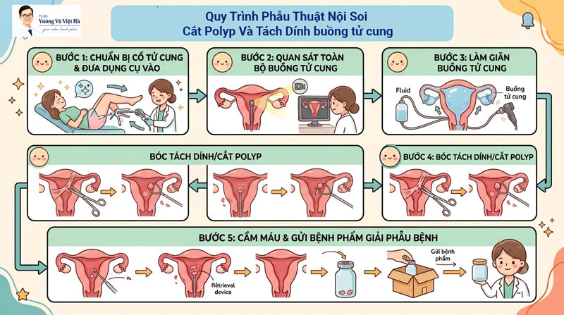 Quy Trình Phẫu Thuật Nội Soi Cắt Polyp Và Tách Dính buồng tử cung