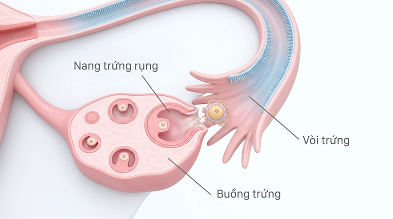 Hình ảnh mô phỏng nang trứng rụng