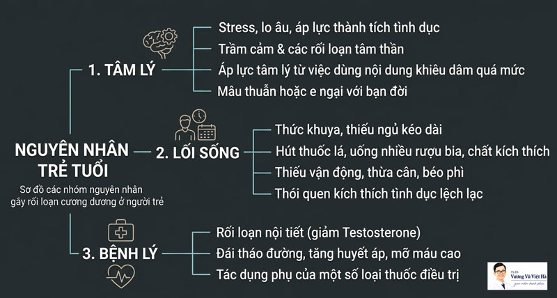 Những nhóm nguyên nhân gây rối loạn cương dương
