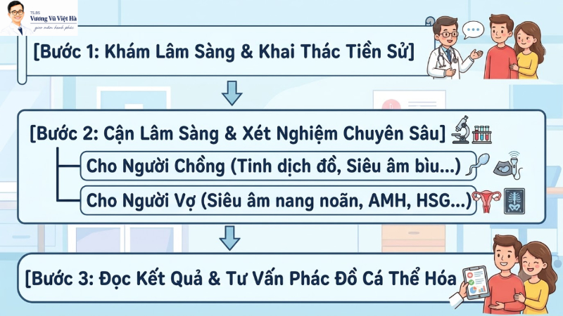 quy trình 3 bước khám hiếm muộn