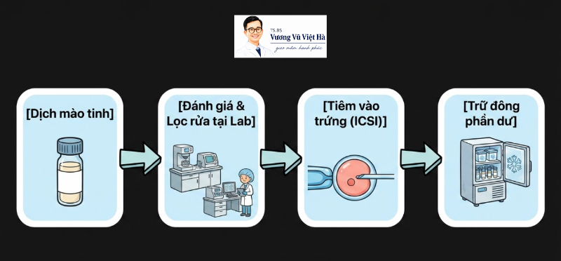 sử dụng tinh trùng lấy từ mào tinh