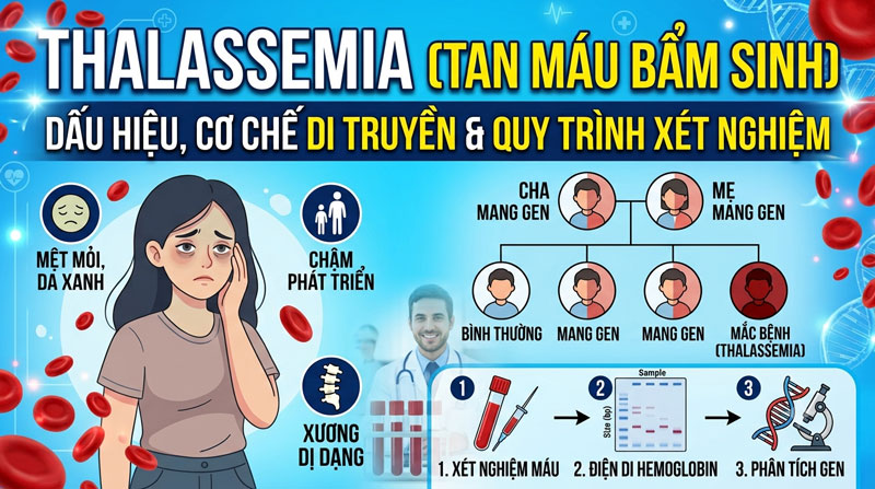 Thalassemia (Tan Máu Bẩm Sinh): Dấu Hiệu, Cơ Chế Di Truyền Và Quy Trình Xét Nghiệm