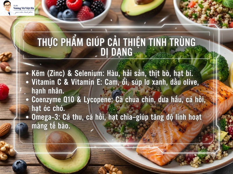Thực phẩm cải thiện tinh trùng dị dạng